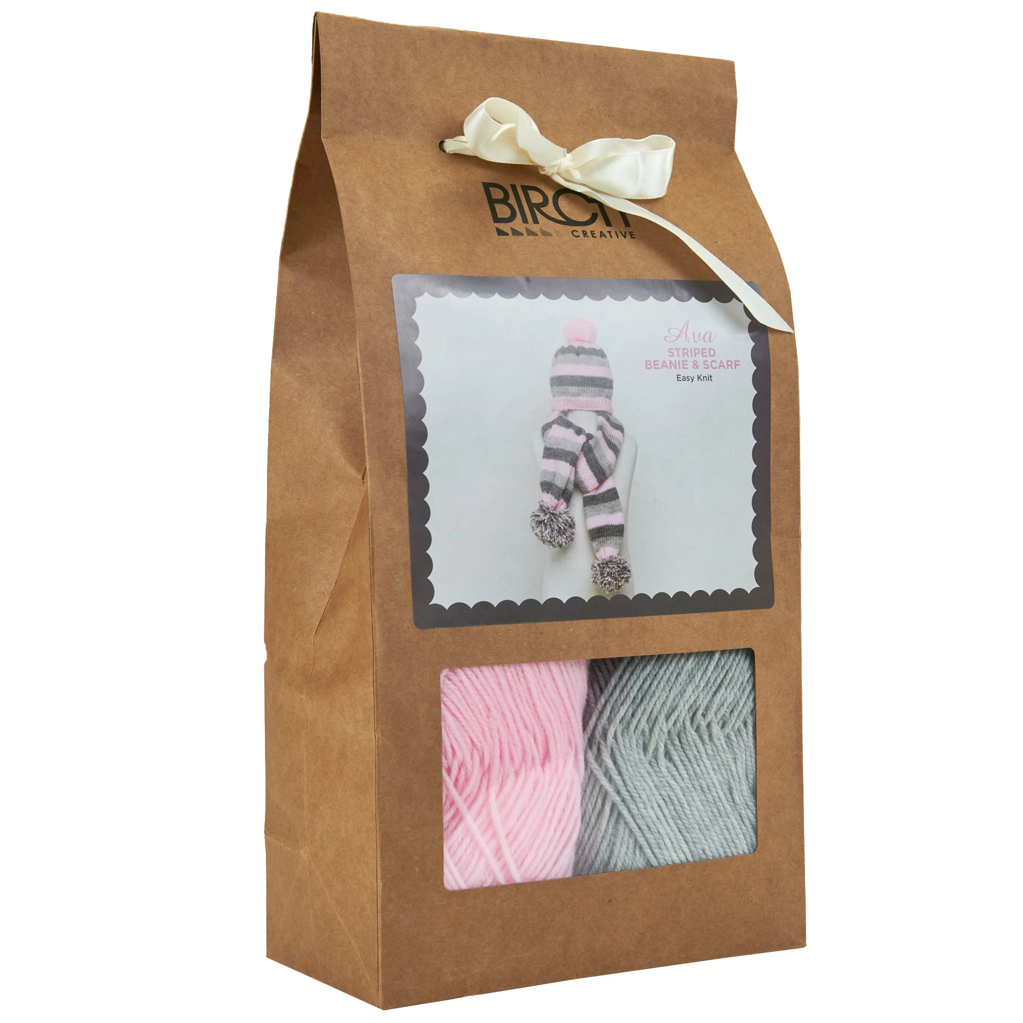 Birch Yarn Baby Knitting Kit - Ava Striped Beanie & Scarf - Image 2