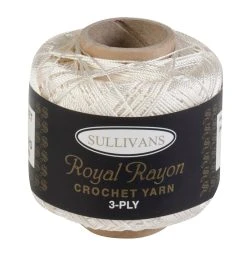 Sullivans Crochet Yarn 3ply, Cream- 50g Royal Rayon Yarn