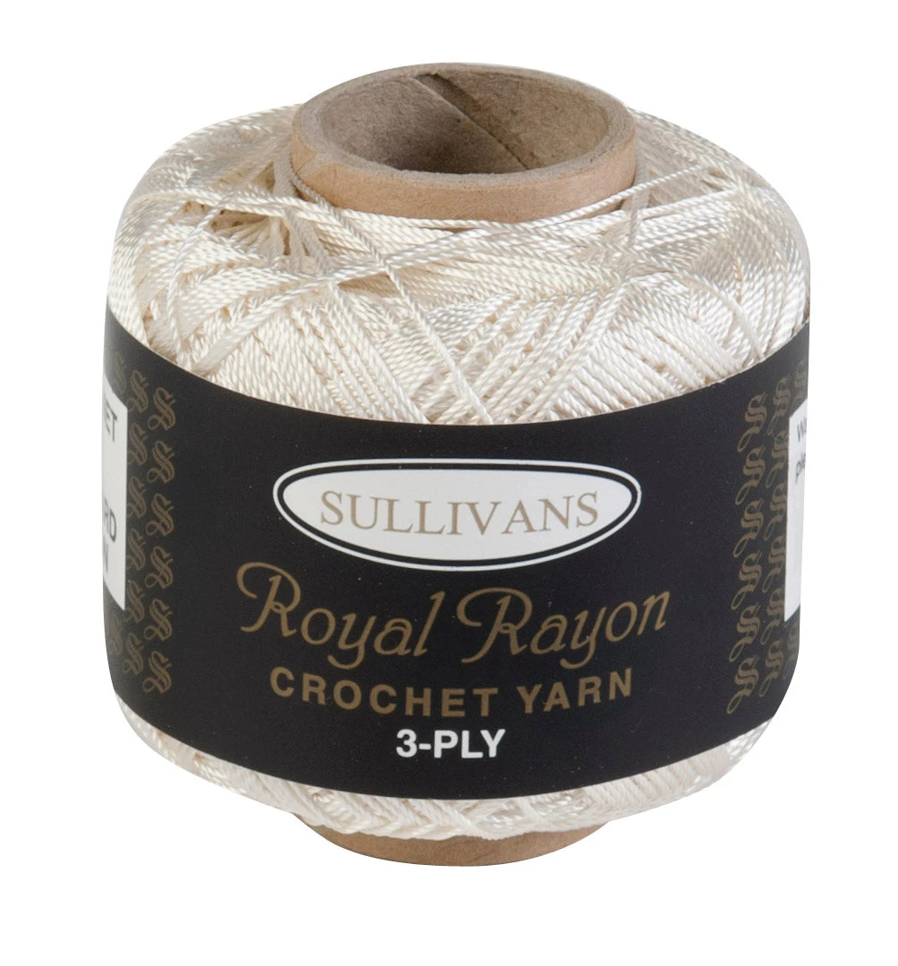 Sullivans Crochet Yarn 3ply, Cream- 50g Royal Rayon Yarn