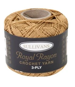 Sullivans Crochet Yarn 3ply, Old Gold- 50g Royal Rayon Yarn