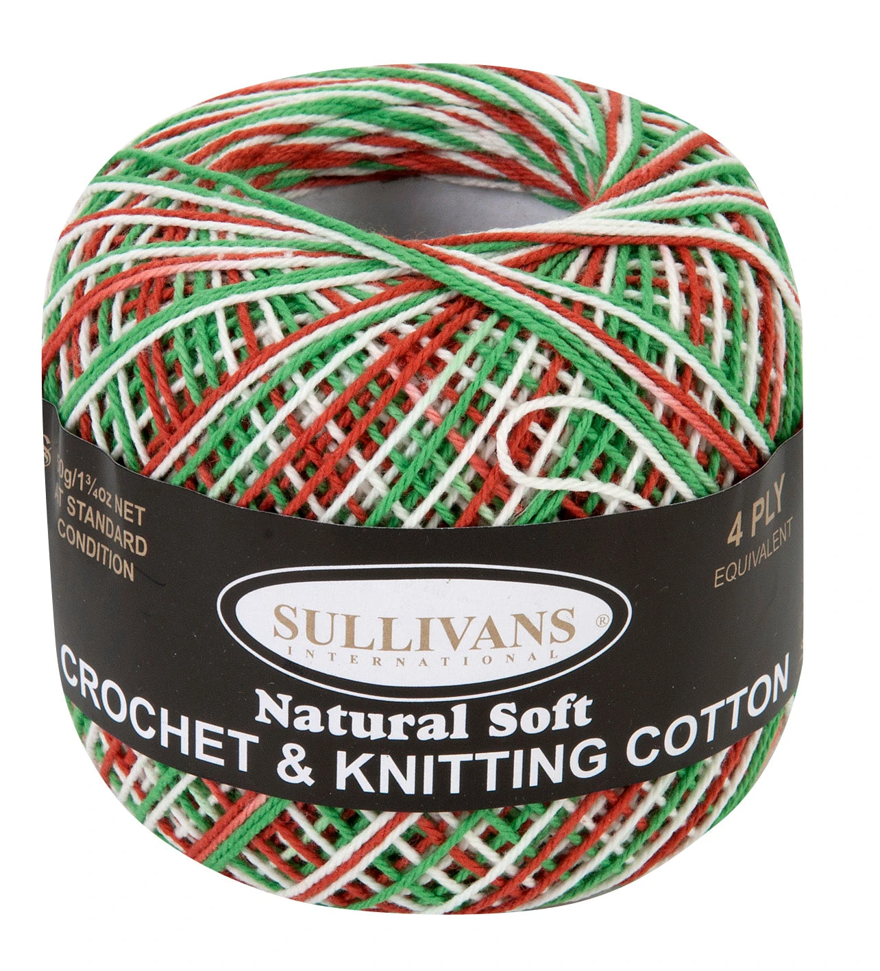 Sullivans Crochet And Knitting Yarn 4ply, Variegated Christmas- 50g Cotton Yarn