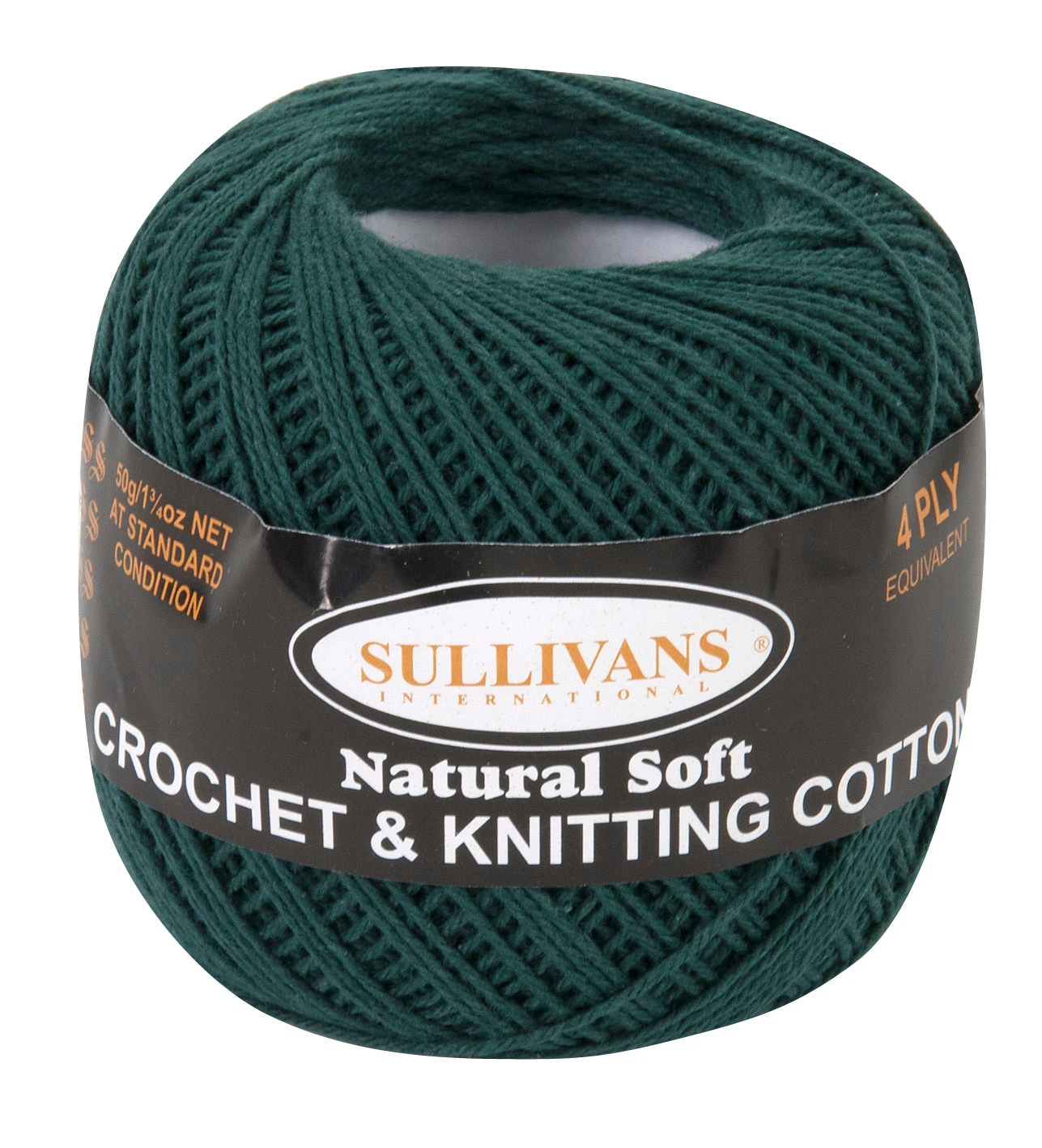 Sullivans Crochet And Knitting Yarn 4ply, Heritage Green- 50g Cotton Yarn