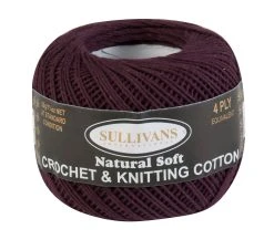 Sullivans Crochet And Knitting Yarn 4ply, Garnet- 50g Cotton Yarn