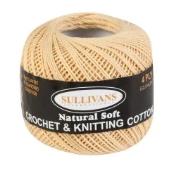 Sullivans Crochet And Knitting Yarn 4ply, Yellow- 50g Cotton Yarn