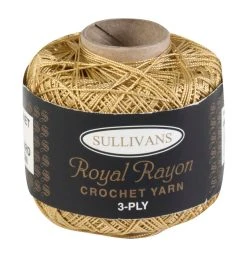 Sullivans Crochet Yarn 3ply, Harvest Gold- 50g Royal Rayon Yarn