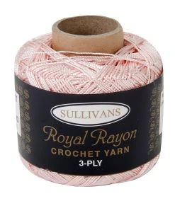 Sullivans Crochet Yarn 3ply, Soft Pink- 50g Royal Rayon Yarn