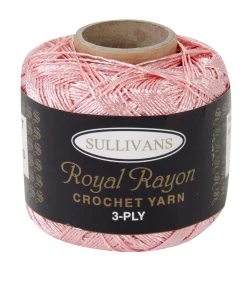 Sullivans Crochet Yarn 3ply, Light Pink- 50g Royal Rayon Yarn