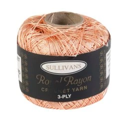 Sullivans Crochet Yarn 3ply, Peach- 50g Royal Rayon Yarn