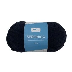 Makr Veronica Crochet & Knitting Yarn, Black- 100g Acrylic Yarn