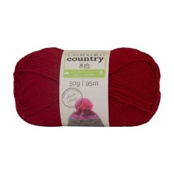 Cleckheaton Country 8ply Crochet & Knitting Yarn, Deep Red- 50g Wool Yarn