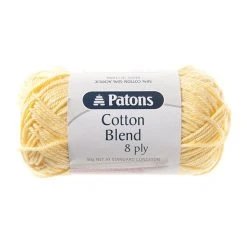 Patons Cotton Blend 8ply Crochet & Knitting Yarn, Yellow- 50g Cotton Acrylic Yarn