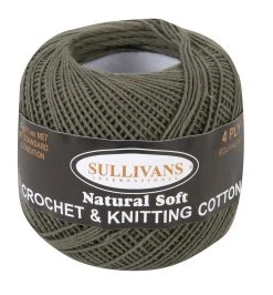 Sullivans Crochet And Knitting Yarn 4ply, Olive Green- 50g Cotton Yarn