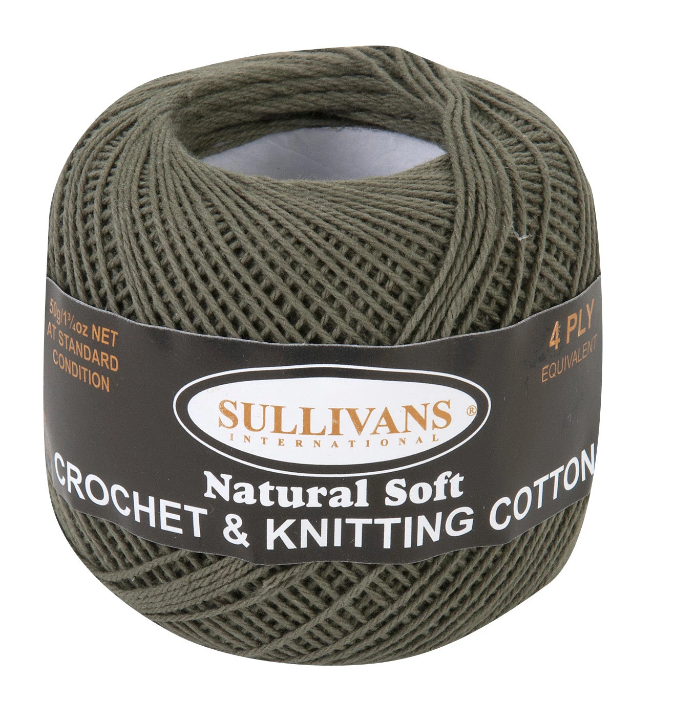 Sullivans Crochet And Knitting Yarn 4ply, Olive Green- 50g Cotton Yarn