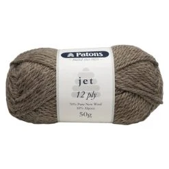 Patons Jet Yarn 12ply Crochet & Knitting Yarn, Mocha- 50g Wool Alpaca Yarn