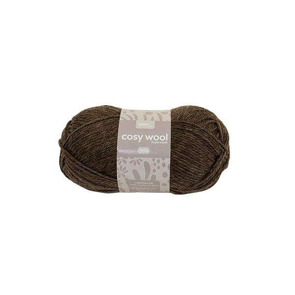Makr Cosy Wool Crochet & Knitting Yarn 8ply, Brown Marle- 100g Wool Yarn