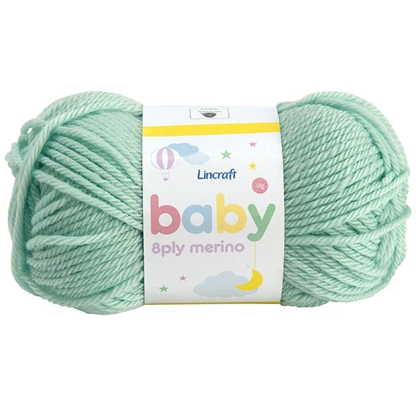 Lincraft Baby Merino Crochet & Knitting Yarn 8ply, Mint- 50g Merino Wool Yarn