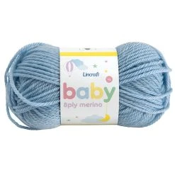 Lincraft Baby Merino Crochet & Knitting Yarn 8ply, Sky Blue- 50g Merino Wool Yarn