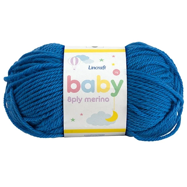 Lincraft Baby Merino Crochet & Knitting Yarn 8ply, Marine Blue- 50g Merino Wool Yarn