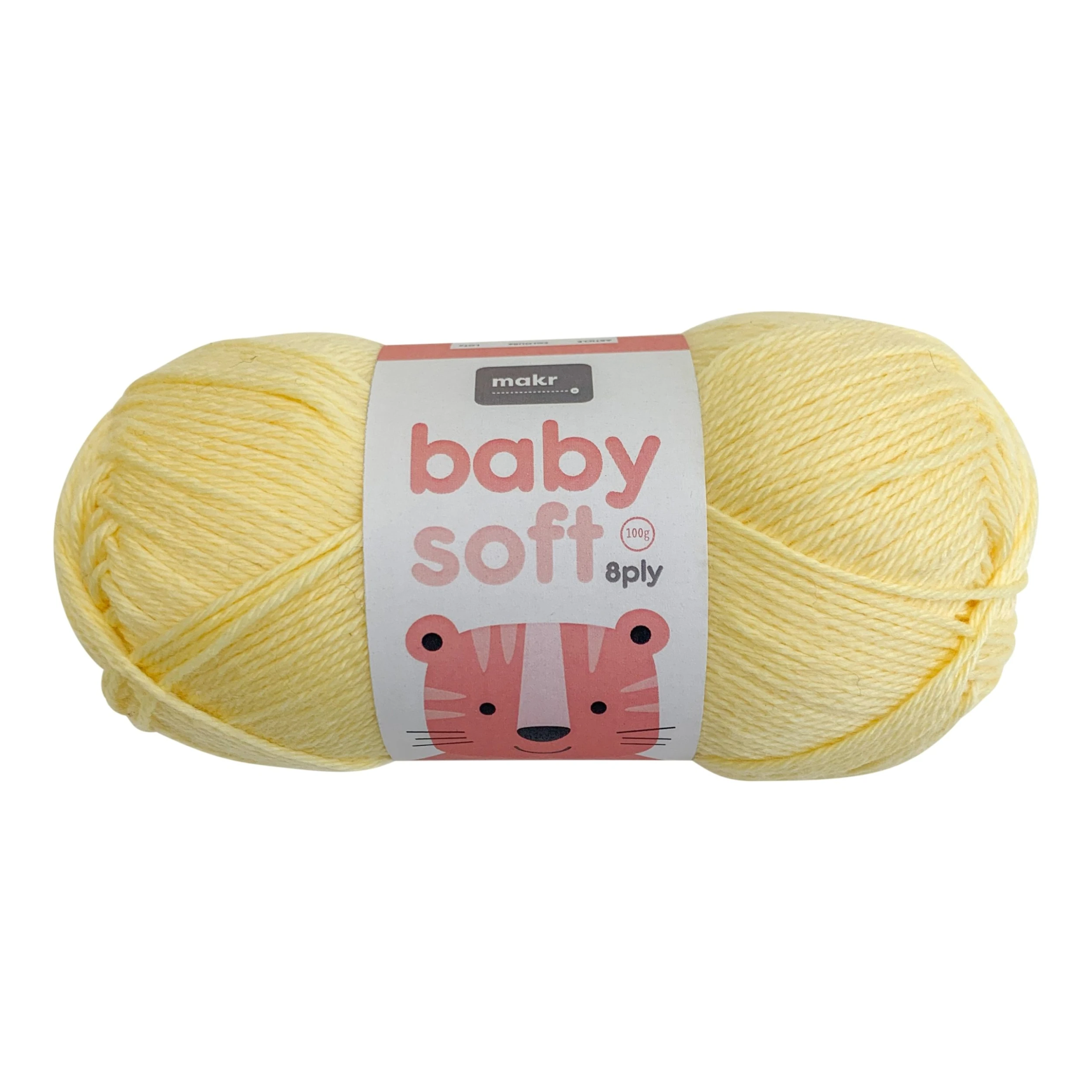 Makr Baby Soft Crochet & Knitting Yarn 8ply, Banana- 100g Acrylic Nylon Blend Yarn