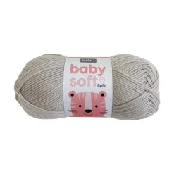 Makr Baby Soft Crochet & Knitting Yarn 8ply, Stone- 100g Acrylic Nylon Blend Yarn