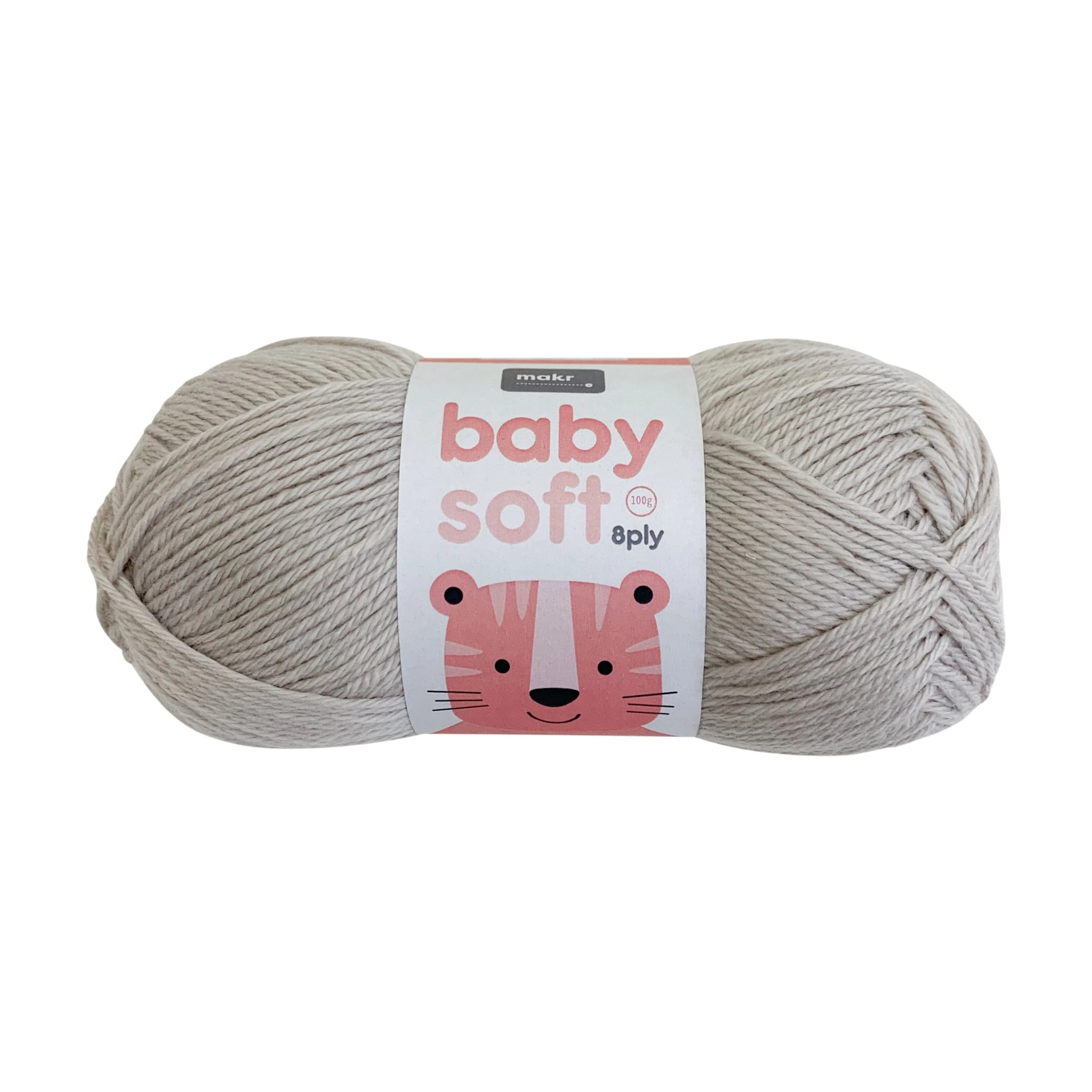 Makr Baby Soft Crochet & Knitting Yarn 8ply, Stone- 100g Acrylic Nylon Blend Yarn