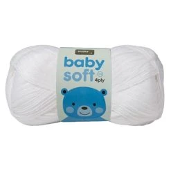 Makr Baby Soft Crochet & Knitting Yarn 4ply, White- 100g Acrylic Nylon Blend Yarn