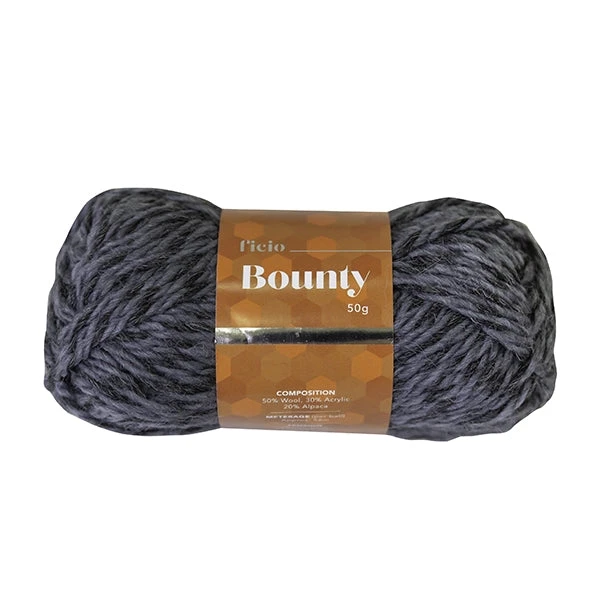 Ficio Bounty Crochet & Knitting Yarn, Charcoal Mix- 50g Wool Acrylic Alpaca Blend Yarn