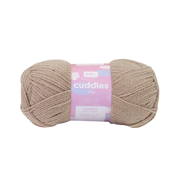 Makr Cuddles Crochet & Knitting Yarn, Natural- 100g Polyester Yarn