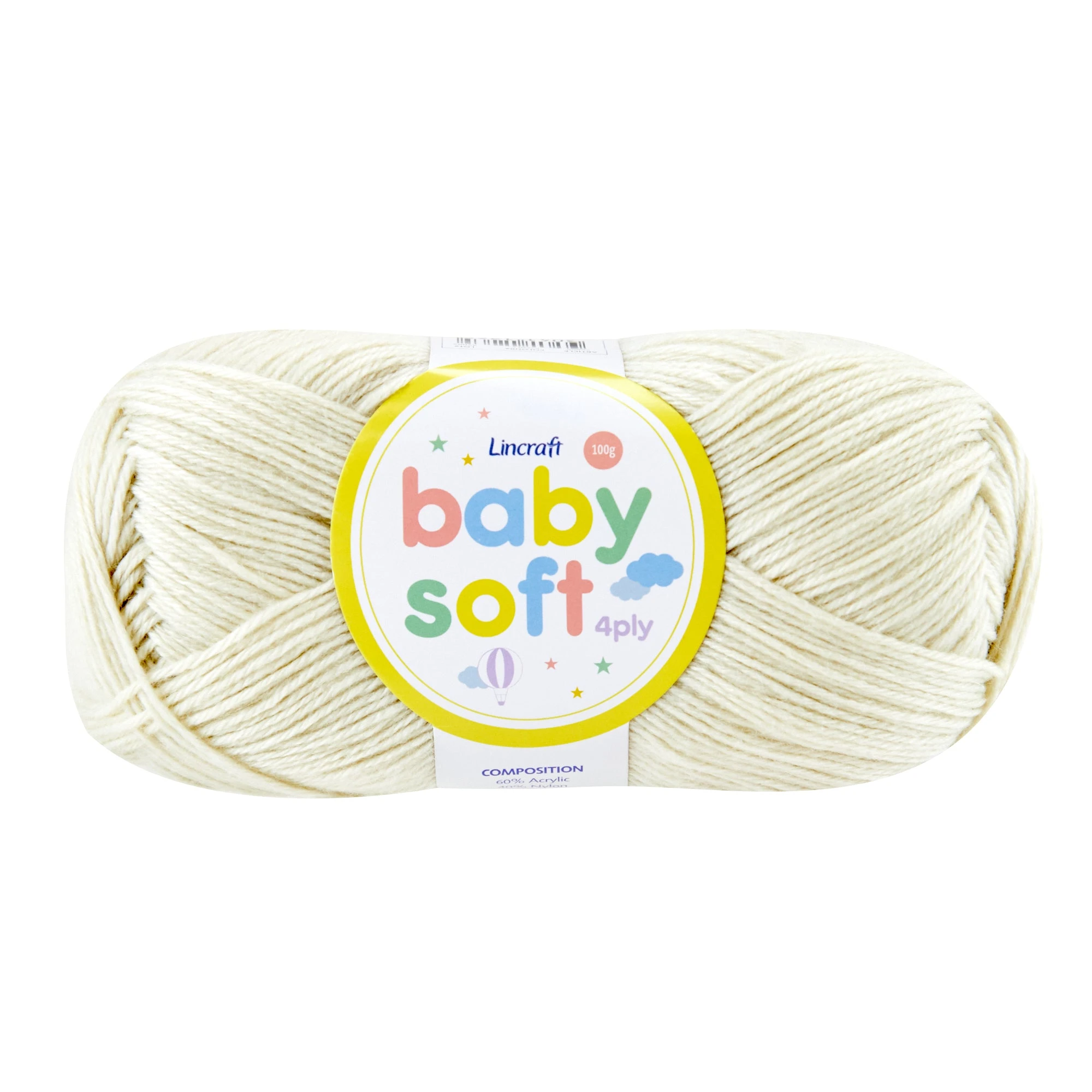 Makr Baby Soft Crochet & Knitting Yarn 4ply, Ivory- 100g Acrylic Nylon Blend Yarn