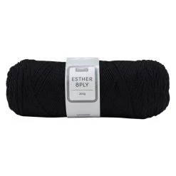 Makr Esther 8ply Crochet & Knitting Yarn, Black- 200g Polyester Yarn