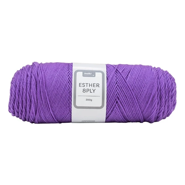 Makr Esther 8ply Crochet & Knitting Yarn, Purple- 200g Polyester Yarn
