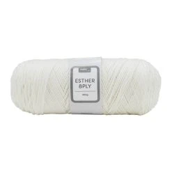 Makr Esther 8ply Crochet & Knitting Yarn, Pure White- 200g Polyester Yarn