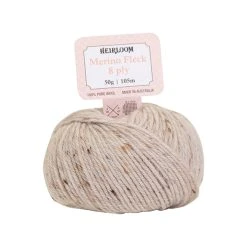Heirloom Merino Fleck 8ply Crochet & Knitting Yarn, Bone Fleck- 50g Wool Yarn