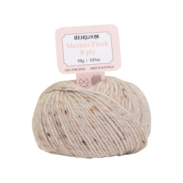 Heirloom Merino Fleck 8ply Crochet & Knitting Yarn, Bone Fleck- 50g Wool Yarn Heirloom Merino Fleck 8ply Crochet & Knitting Yarn, Bone Fleck- 50g Wool Yarn -Lincraft shop 30428065