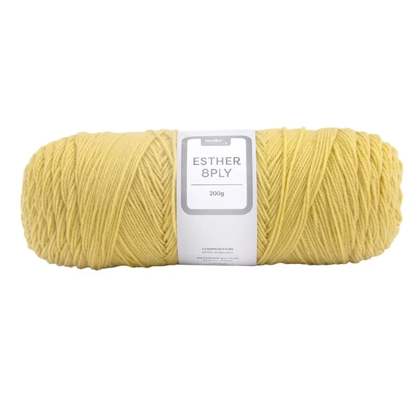 Makr Esther 8ply Crochet & Knitting Yarn, Lemon Drop- 200g Polyester Yarn