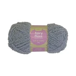 Lincraft Makr Fairy Floss Crochet & Knitting Yarn, Silver - 50g Polyester Yarn