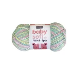 Makr Baby Soft Print Crochet & Knitting Yarn 8ply, Pastel Mix- 100g Acrylic Nylon Blend Yarn