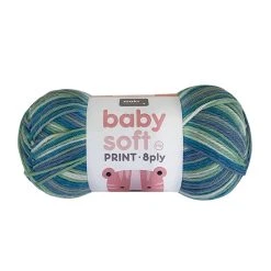 Makr Baby Soft Print Crochet & Knitting Yarn 8ply, Blue Mix- 100g Acrylic Nylon Blend Yarn