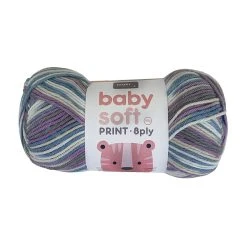 Makr Baby Soft Print Crochet & Knitting Yarn 8ply, Purple Mix- 100g Acrylic Nylon Blend Yarn