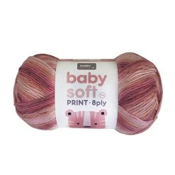 Makr Baby Soft Print Crochet & Knitting Yarn 8ply, Coral Mix- 100g Acrylic Nylon Blend Yarn