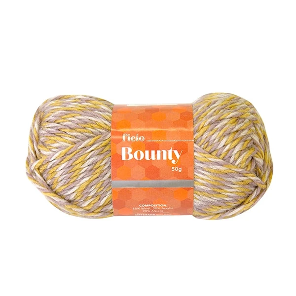 Ficio Bounty Crochet & Knitting Yarn, Mustard Mix- 50g Wool Acrylic Alpaca Blend Yarn