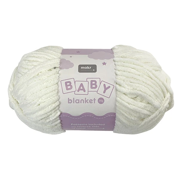 Makr Baby Blanket Crochet & Knitting Yarn, Ivory- 250g Polyester Yarn