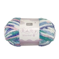 Makr Baby Blanket Crochet & Knitting Yarn, Pink Blue Mix- 250g Polyester Yarn