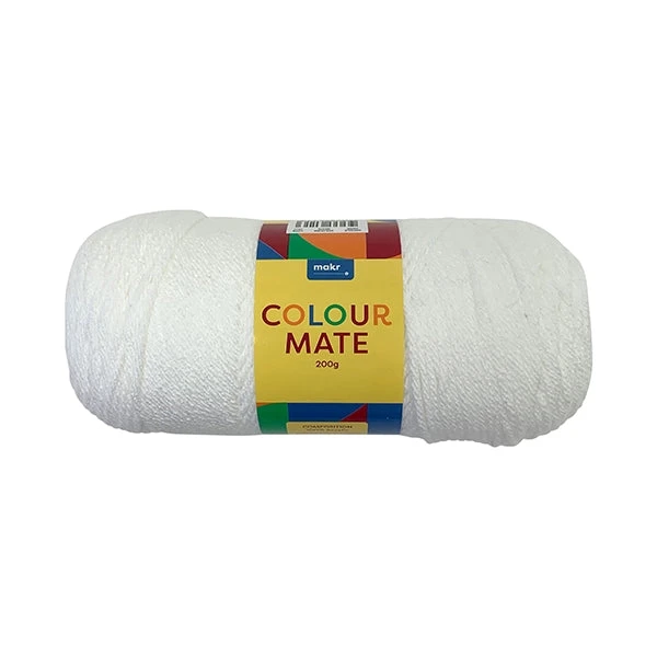Makr Colourmate Crochet & Knitting Yarn, White- 200g Acrylic Yarn