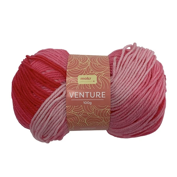 Makr Venture Crochet & Knitting Yarn, Pink- 100g Acrylic Yarn