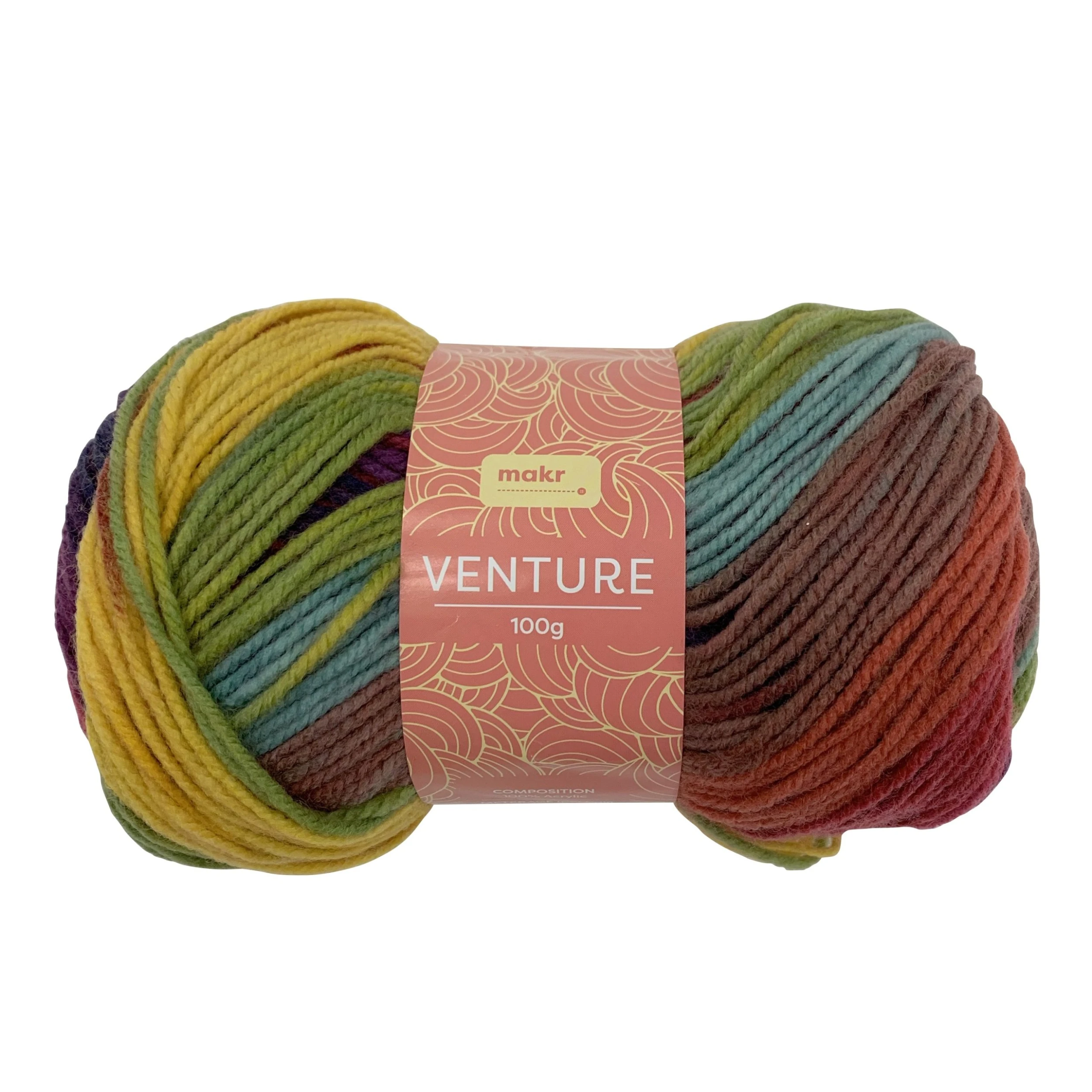 Makr Venture Crochet & Knitting Yarn, Bright Twist- 100g Acrylic Yarn
