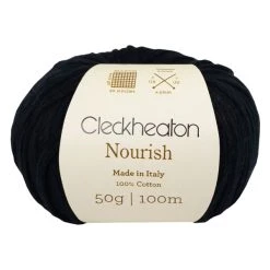 Cleckheaton Nourish Crochet & Knitting Yarn, Black- 50g Cotton Yarn