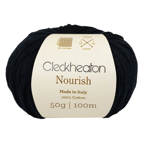 Cleckheaton Nourish Crochet & Knitting Yarn, Black- 50g Cotton Yarn