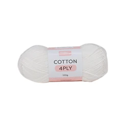 Makr Cotton 4ply Crochet & Knitting Yarn, White- 100g Cotton Yarn