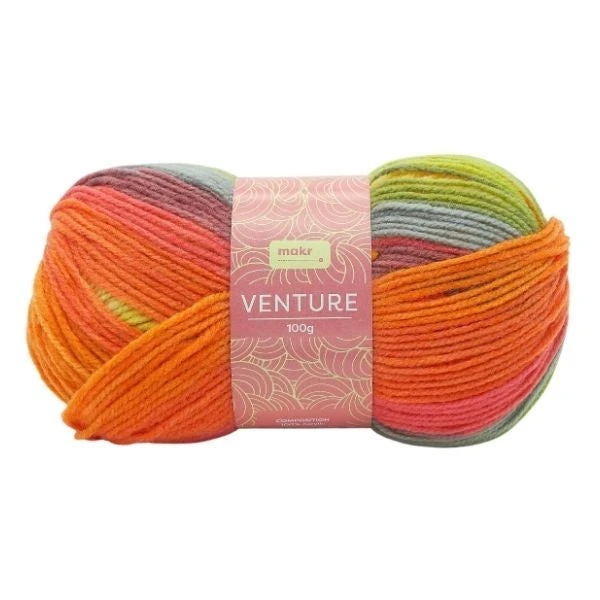 Makr Venture Crochet & Knitting Yarn, Carrot Mix- 100g Acrylic Yarn